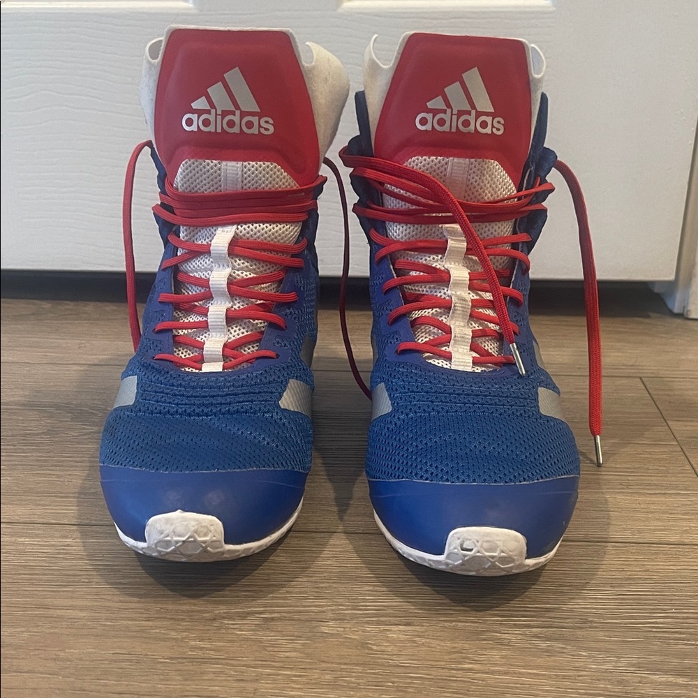 adidas Blue High-Top Sneakers with Red Accents
